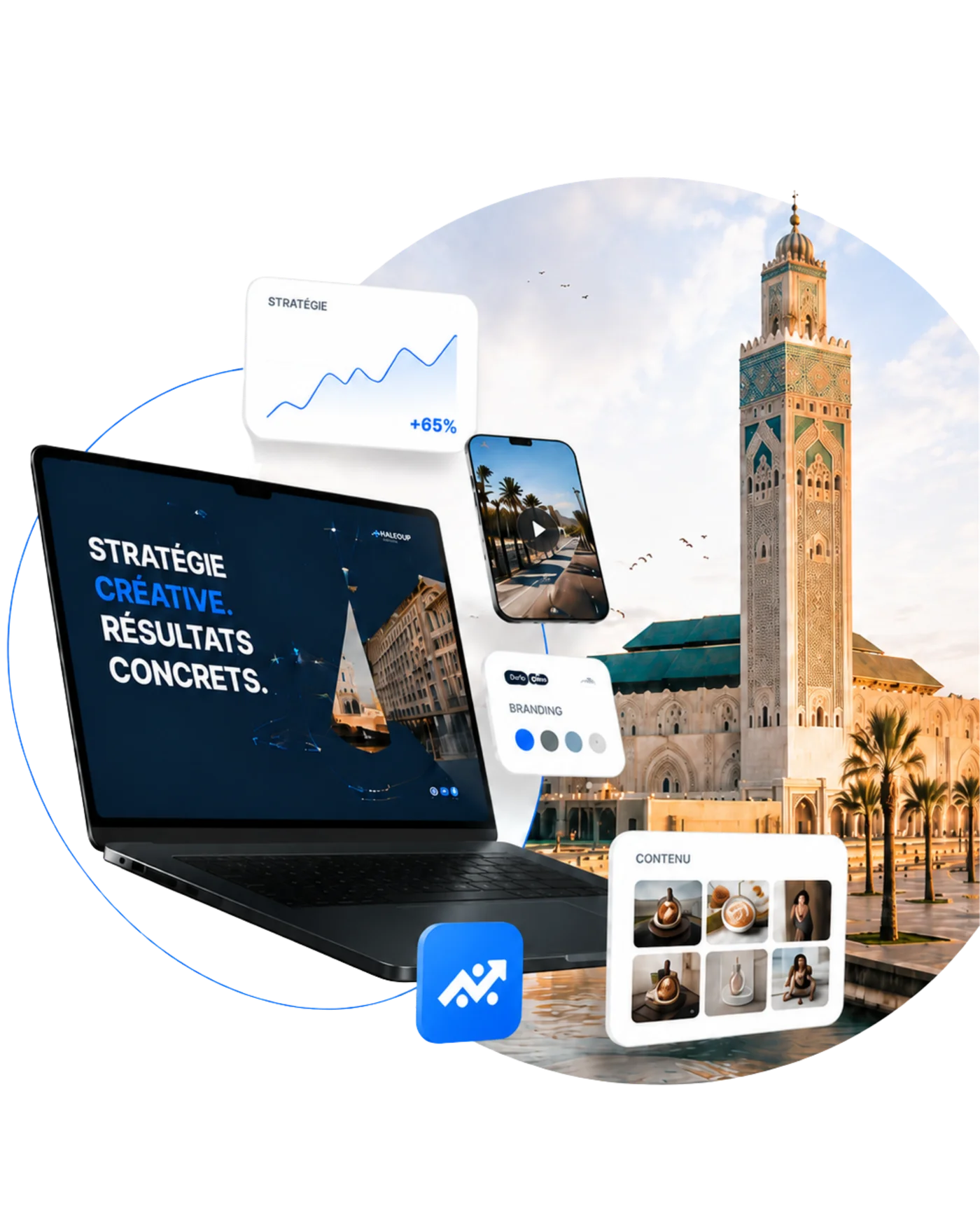 Communication 360° Huleo Up : stratégie, vidéo, branding et contenu à Casablanca