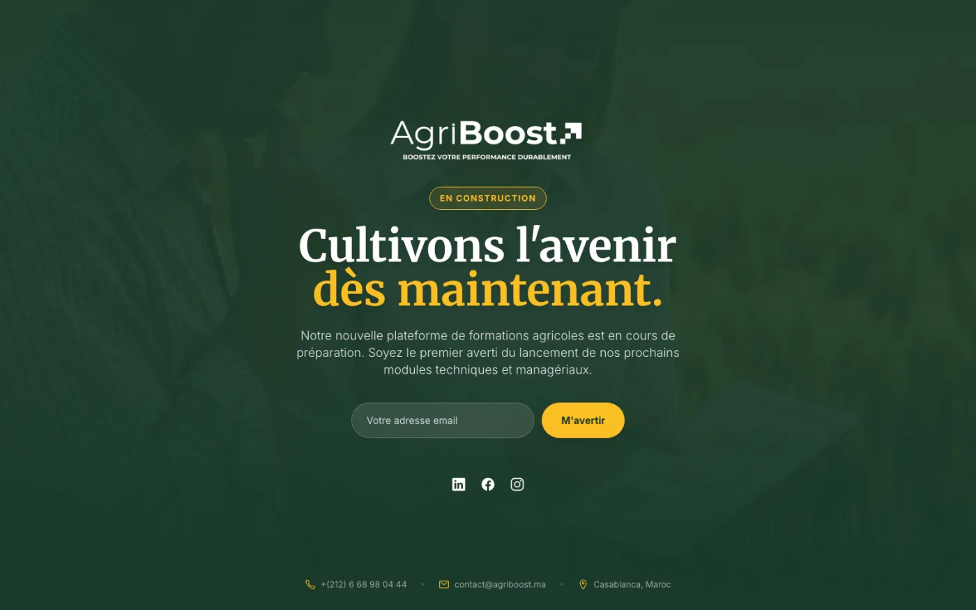 AgriBoost, site de marque en préparation