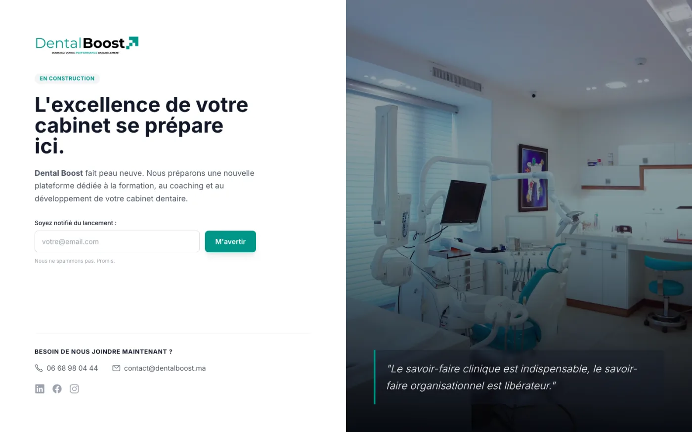 DentalBoost, site de marque formation dentaire en préparation