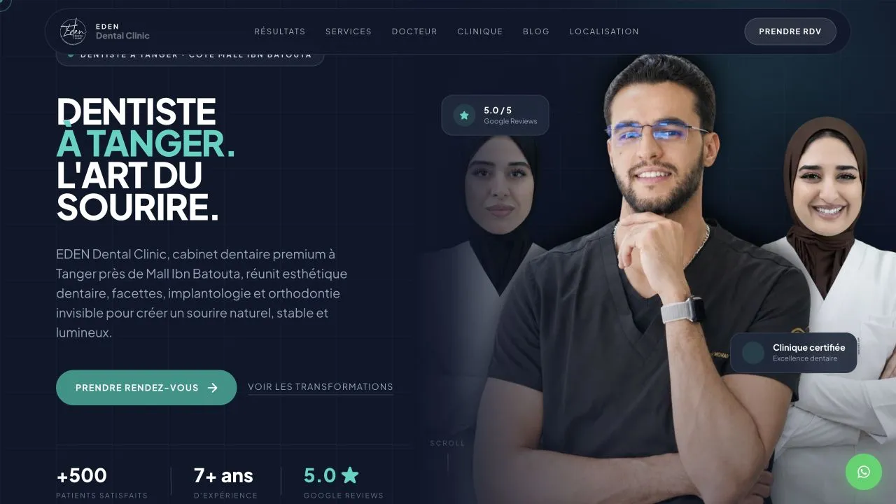 Eden Dental Clinic, site web et SEO local