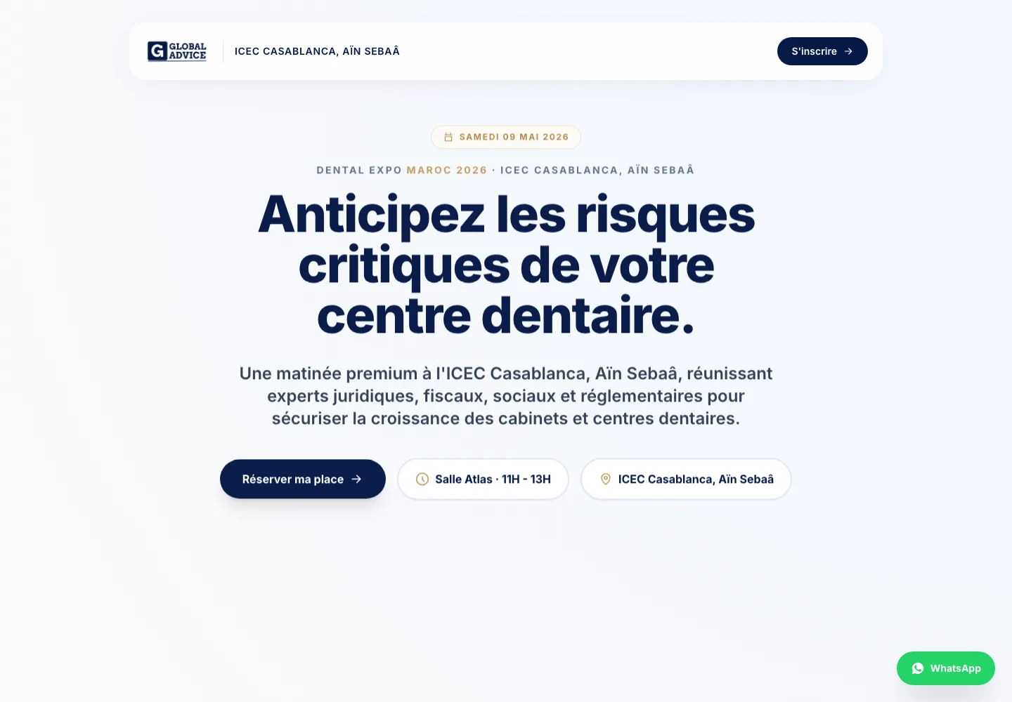 Global Advice Dental Expo, landing page et gestion des inscriptions