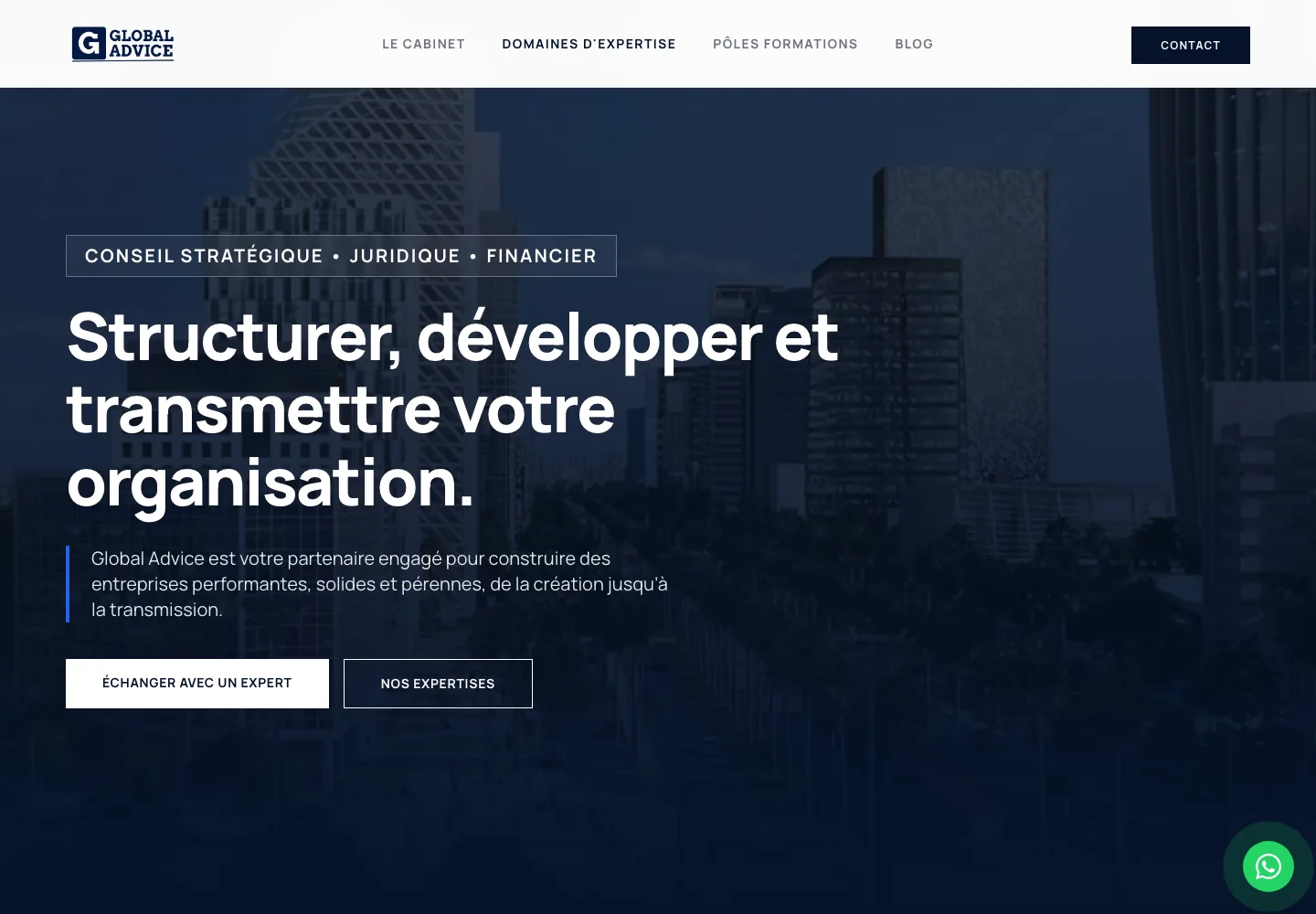 Global Advice, site institutionnel conseil stratégique juridique financier