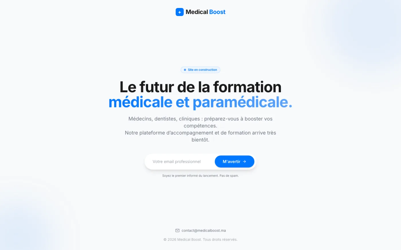 MedicalBoost, site de marque santé en préparation