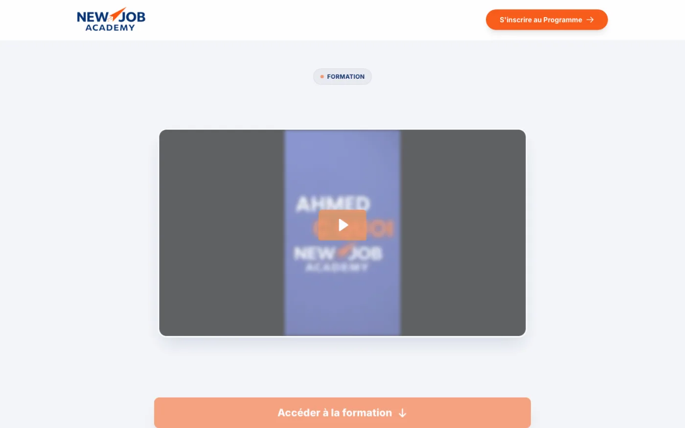 New Job Academy, landing page formation dirigeants et media buying