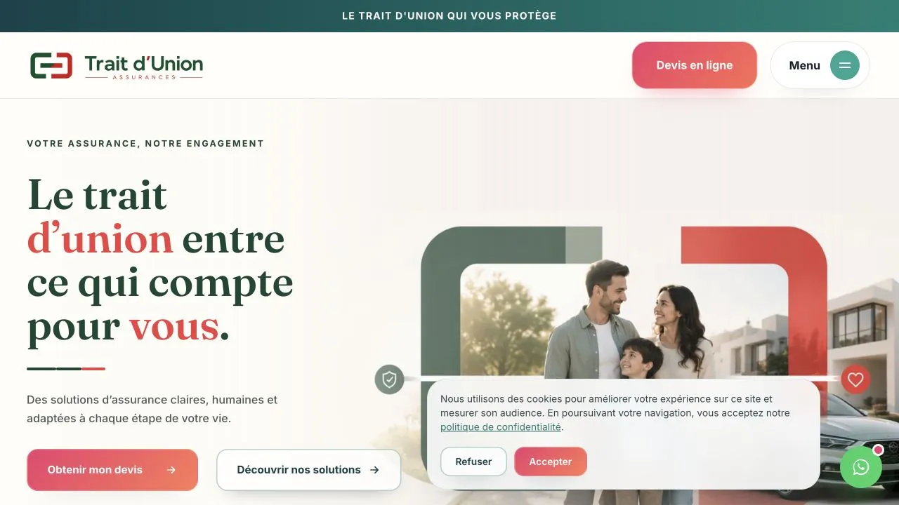 Trait d'Union, site web réalisé par Huleo Up
